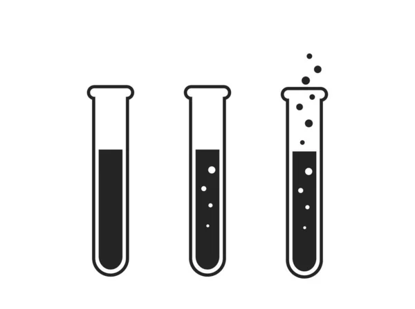 Conjunto Ícones Tubo Teste Símbolo Química Laboratório Elementos Design Médico — Vetor de Stock