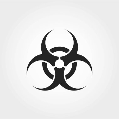 Biyolojik tehlike simgesi. Infographic ya da web sitesi için biyolojik tehlike sembolü. Mikrobiyoloji, laboratuvar ve tıbbi tasarım elementleri. Basit biçim izole edilmiş vektör resmi