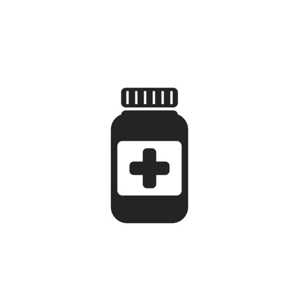 Gyógyszeres Üveg Ikonja Orvosi Gyógyszerészeti Tervezési Elem Egyszerű Stílus Izolált — Stock Vector