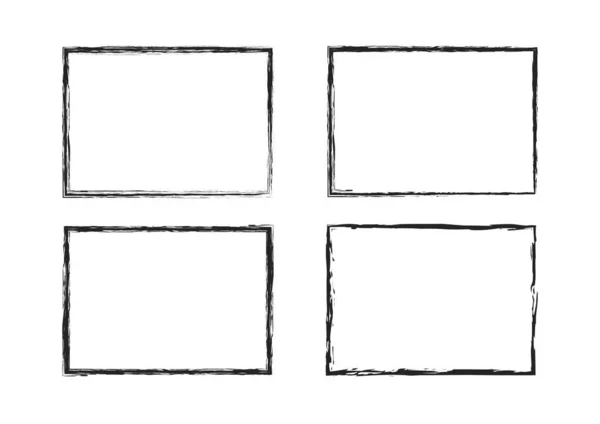 Grunge fırça darbesi çerçeve seti. soyut siyah boyalı şablon tasarımı