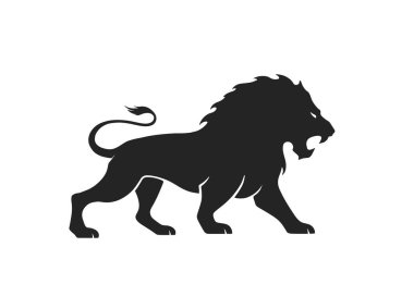Aslan simgesi. Amblem ve logo için izole edilmiş vektör görüntüsü. cesaret, cesaret ve güç sembolü