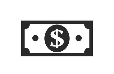 Dolar banknot ikonu. İzole vektör para sembolü. Basit mali ve bankacılık bilgi tasarımı ögesi