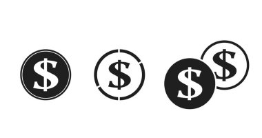 Dolar ikonu seti. İzole vektör bankacılığı ve para sembolleri. finansman bilgi ögeleri