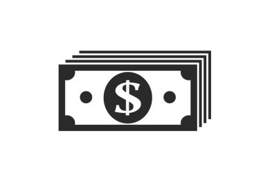 Dolar banknot yığını ikonu. Para ve nakit sembolü. Basit mali ve bankacılık bilgi tasarımı ögesi