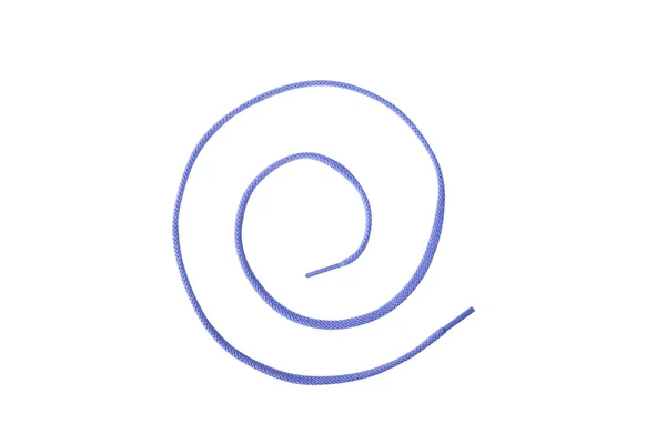 Blue Shoelace spiral - isolated — Stock Photo, Image