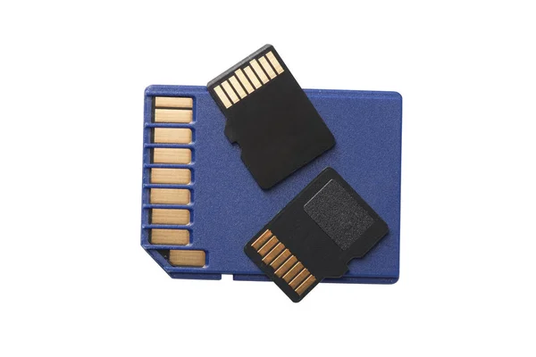 Deux cartes Micro SD sur une carte SD de taille régulière — Photo