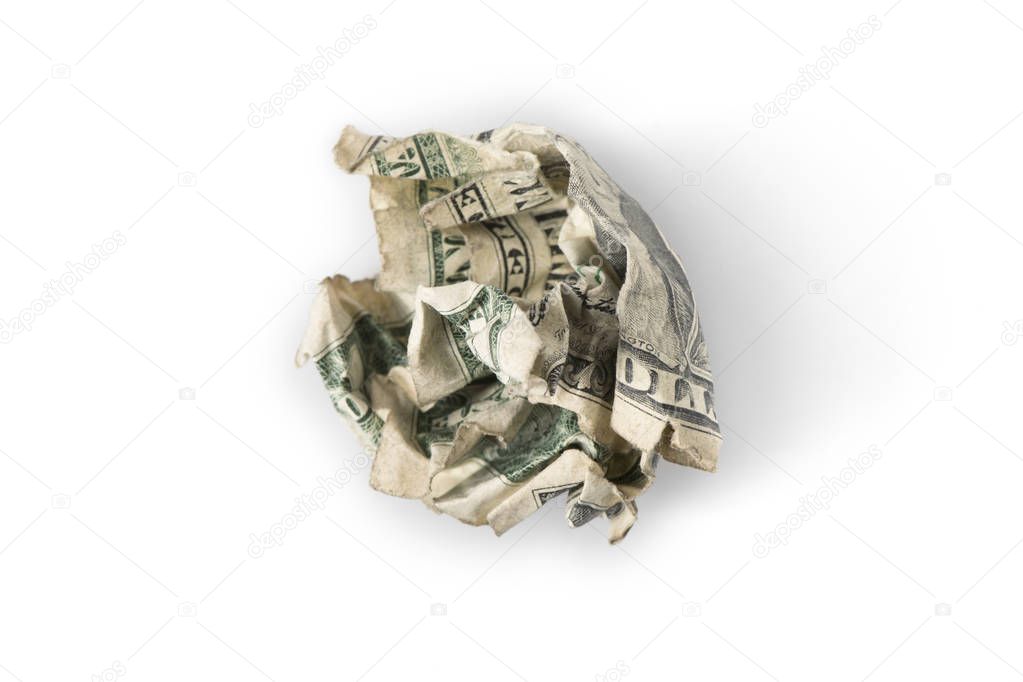 Crumpled up dollar bill