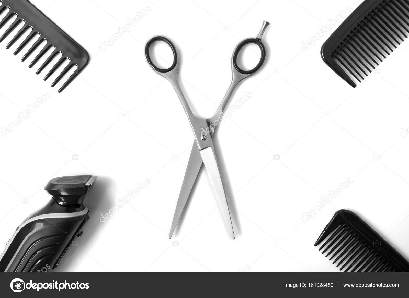 Haircut items, scissors in middle \u2014 Stock Photo © icemanj