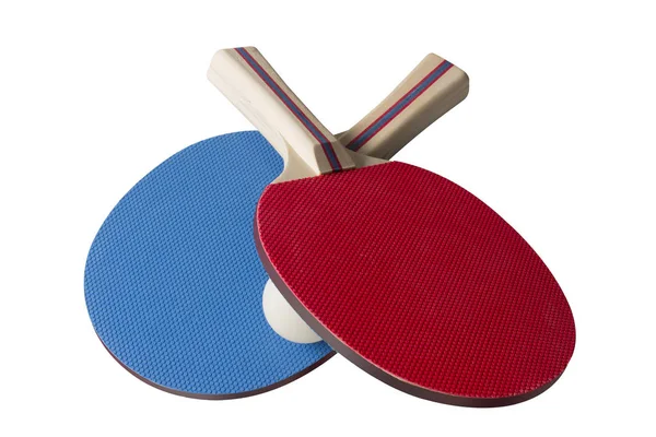 Rote und blaue Tischtennispaddel - nach oben gerichtete Kamera — Stockfoto