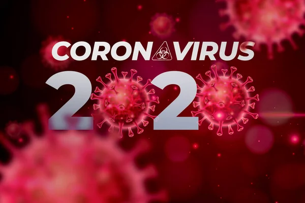 Koronavirüs 2020 kelime Hazard işareti ve yüzen virüsler