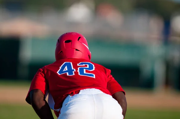 Jogador de beisebol americano africano do ensino médio — Fotografia de Stock