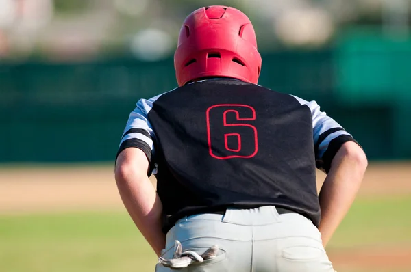 Baseball player on base — Stock Photo, Image