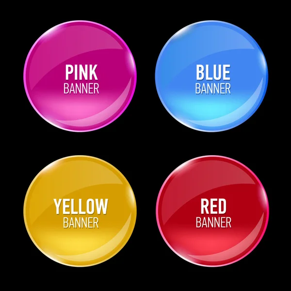 Σετ ποτήρι ροζ, μπλε, κόκκινο και κίτρινο πανό — Διανυσματικό Αρχείο