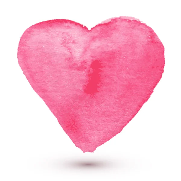 Ručně dělané akvarel růžové srdce. — Stockový vektor