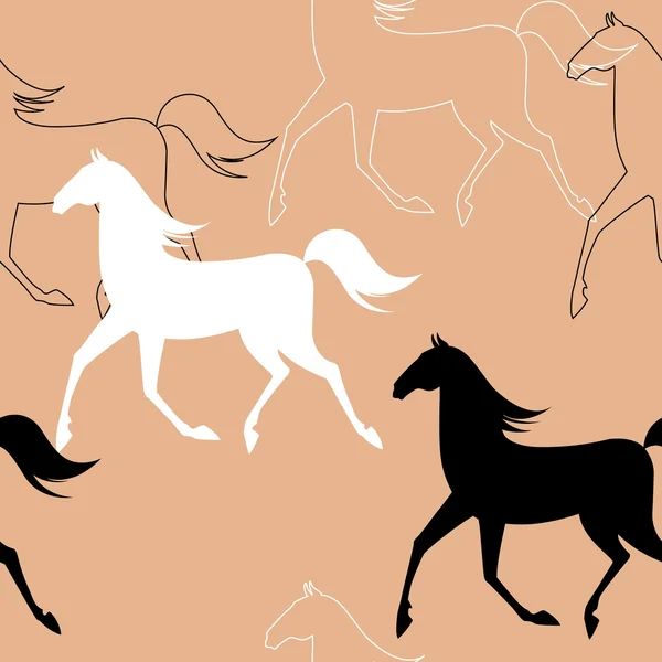 Patrón sin costura con caballos corriendo . — Vector de stock