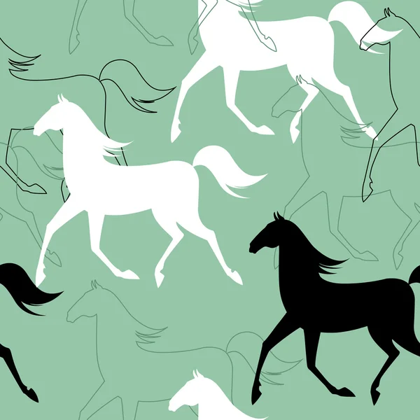 Patrón sin costura con caballos corriendo . — Vector de stock