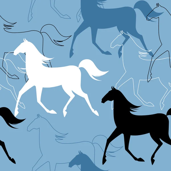 Seamless mönster med rinnande hästar. — Stock vektor