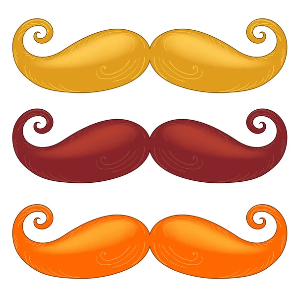 Set of mustache  different colors. — Stock Vector