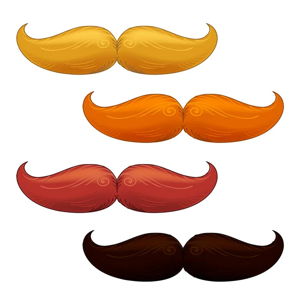 Set of mustache  different colors. — Stock Vector