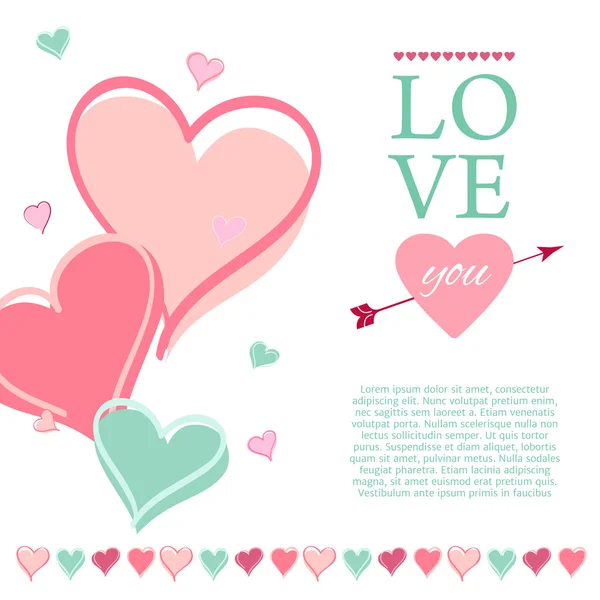 Postkaart voor dag van de Valentijnskaart-s. Vectorillustratie — Stockvector