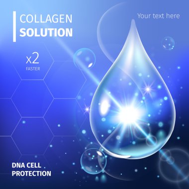 Kollajen Serum ve Vitamin arka plan kavramı cilt bakımı kozmetik.