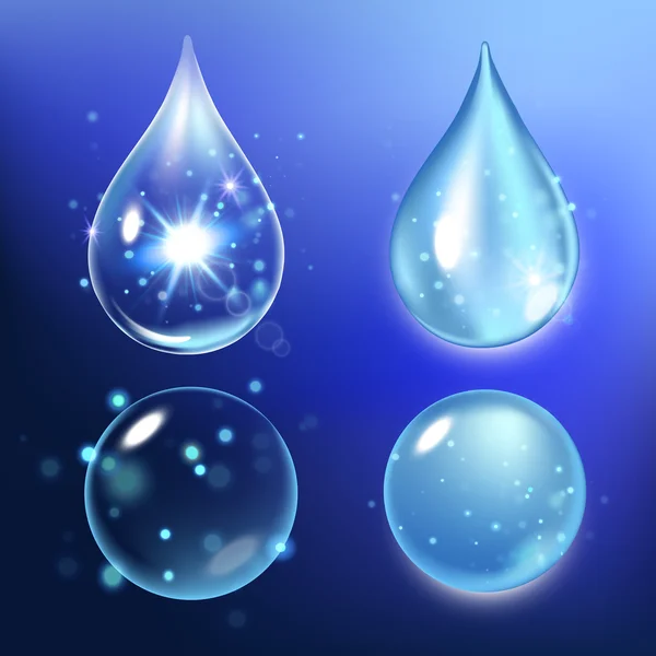 Ilustração vetorial de Set colágeno gotas, água, transparente, ácido hialurônico . — Vetor de Stock