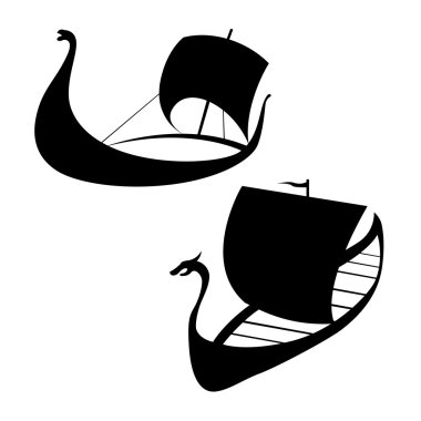 Viking gemi simgesi. Longship. Beyaz izole.