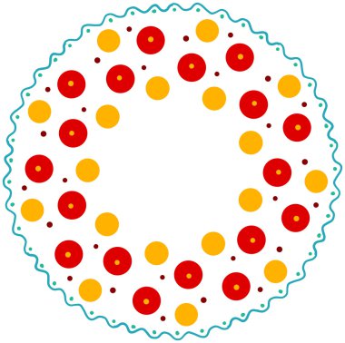 Rus Dymkovo stil süs daire çerçevede. Plaka.