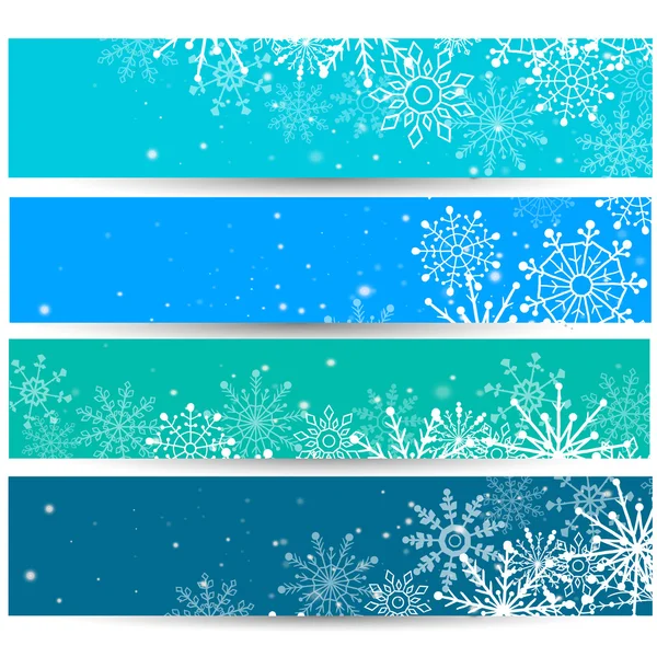 Conjunto de banners Web com flocos de neve. Ilustração vetorial —  Vetores de Stock