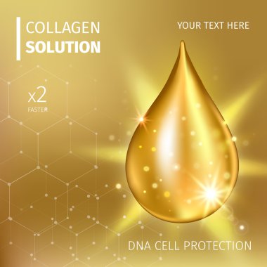 Kollajen Serum ve Vitamin arka plan kavramı cilt bakımı kozmetik.