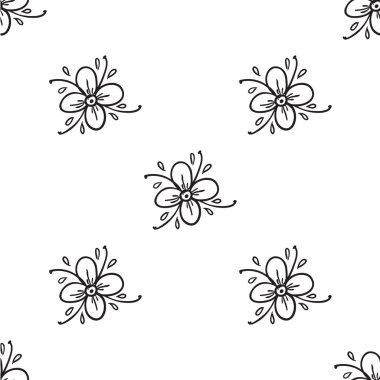 Çiçekler karalamalar Seamless modeli. Vektör çizim. Tasarım öğeleri