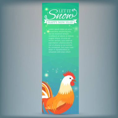 2017 ile banner Çin yeni yılı öğeleri. Horoz. Bokeh. Vektör çizim.