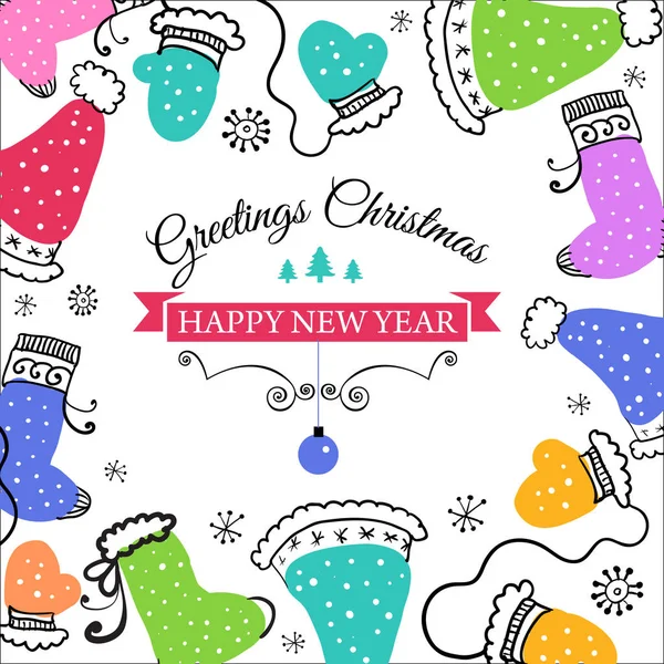 Christmas doodle postcard — Stock Vector