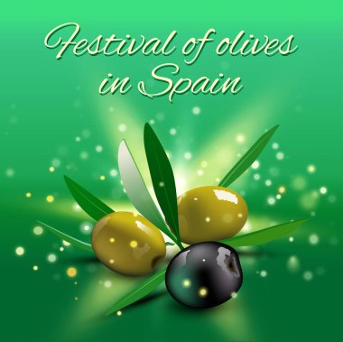 yeşil ve Siyah Zeytin yaprağı ile. vektör çizim