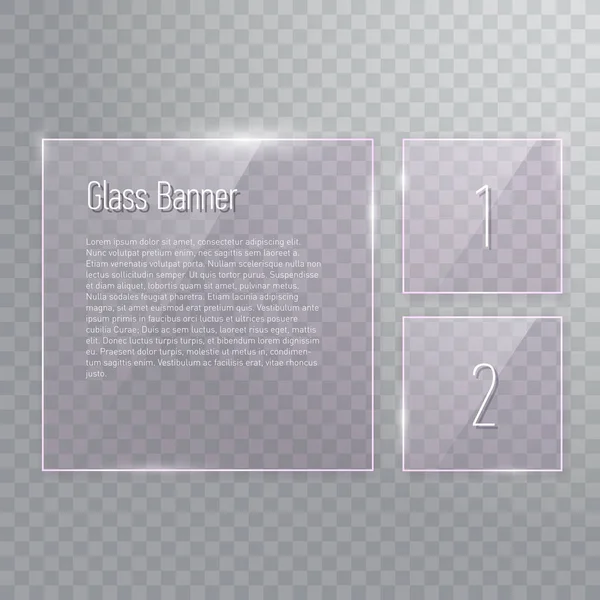 Uppsättning av transparent reflekterande fyrkantig glas banners — Stock vektor