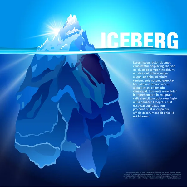 Ijsberg in water realistische vector achtergrond — Stockvector