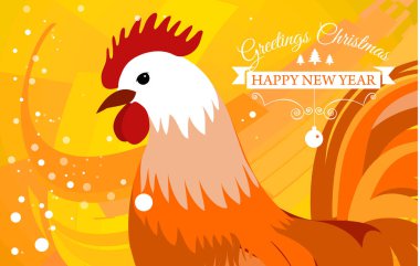 Horoz 2017 Çince yeni yıl tebrik kartı. Noel arka plan. güzel renkli ve parlak. Kutlama ile sizin metin için yer.