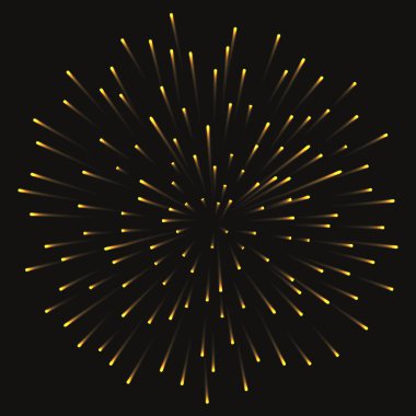 Festival altın havai fişek Selam şeffaf arka plan üzerinde patladı. Vektör çizim