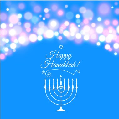 Hanukkah menorah ve ışıklar arka plan. Vektör çizim