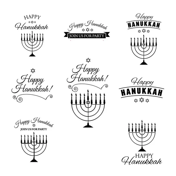 Set van hand getrokken hannukah menora. Vectorillustratie — Stockvector