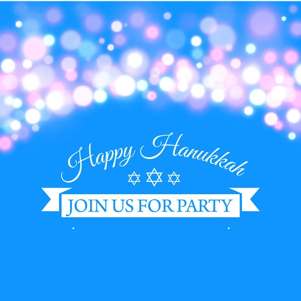 Tarjeta de felicitación feliz Hanukkah con caligrafía dibujada a mano texto diseñado . — Vector de stock