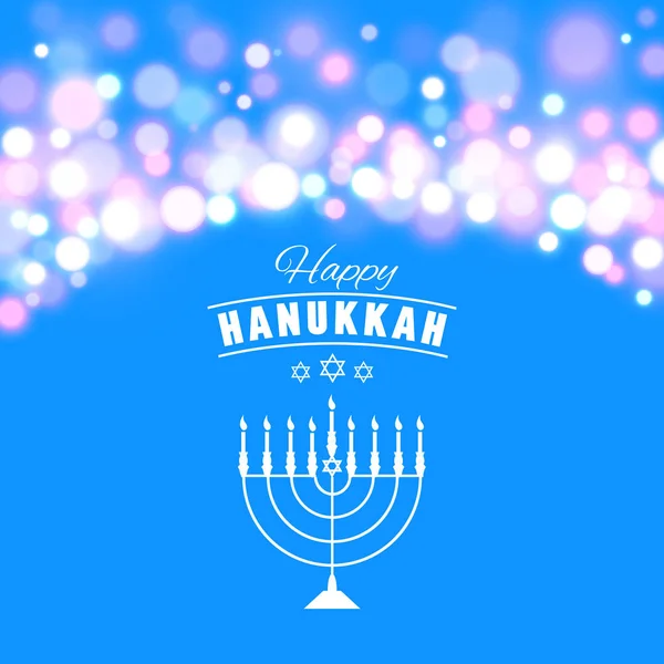 Hanukkah fondo con menorah y luces. Ilustración vectorial — Vector de stock