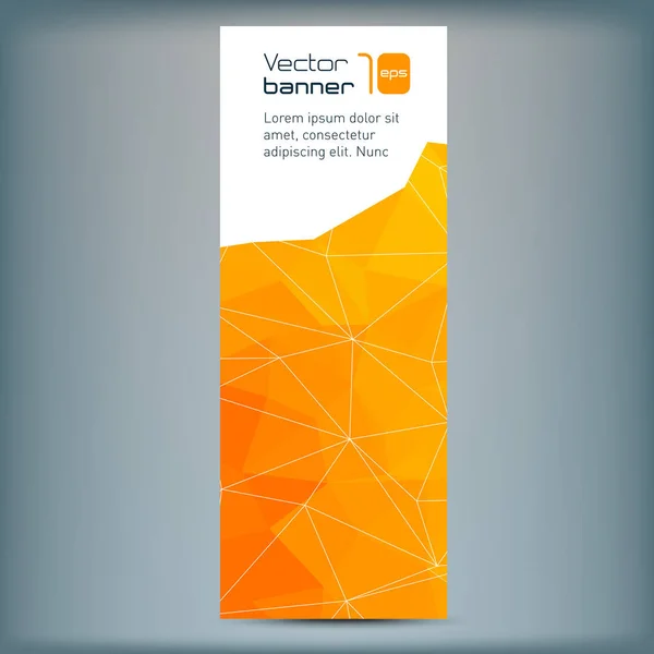 Modern vector banner with orange polygonal background — Stock Vector