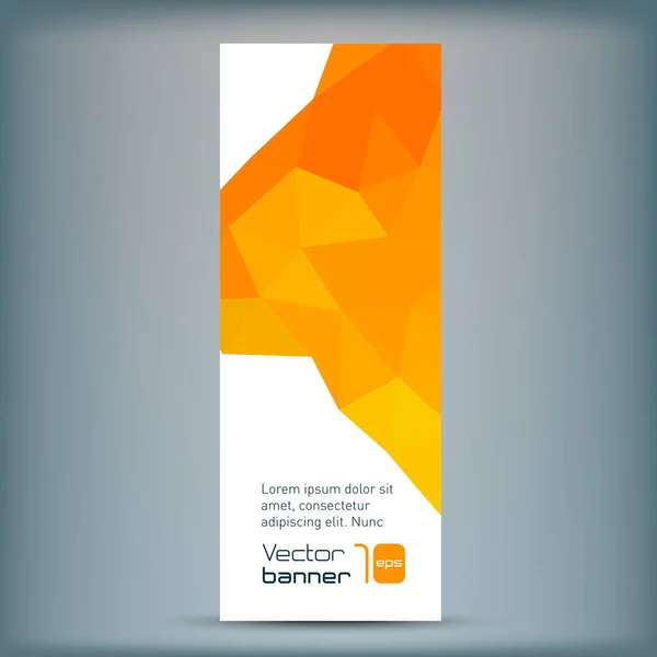 Modern vector banner with orange polygonal background — Stock Vector