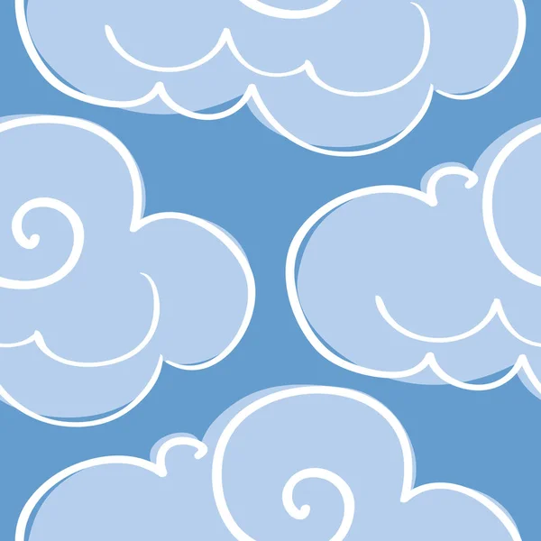 Бесшовный рисунок с облаками. Векторная иллюстрация — стоковый вектор