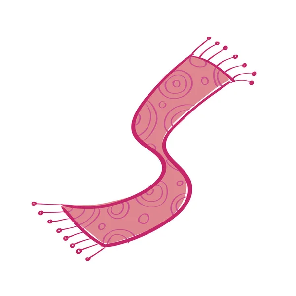 白い背景のフリンジ付きピンクのスカーフ。ベクトル図 — ストックベクタ
