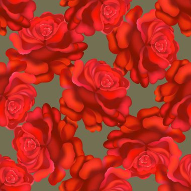 Sorunsuz kırmızı gül deseni. Vektör çizim