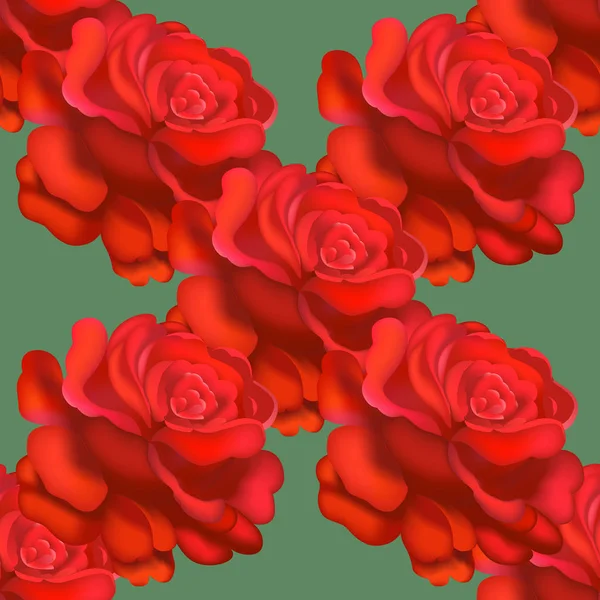 Seamless red roses pattern. Vector illustration — Stock Vector