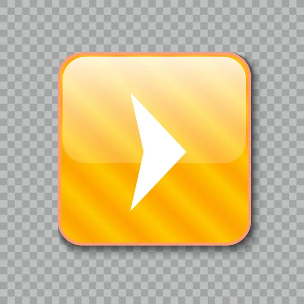 Icono de flecha derecha. Botón amarillo brillante. Ilustración vectorial — Vector de stock