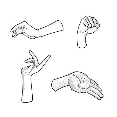 El hareketleri beyaz arka plan üzerinde ayarlayın. Vektör çizim